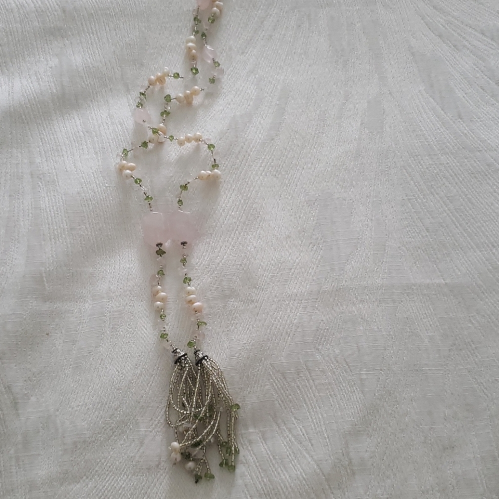 Long lanyard beaded necklace